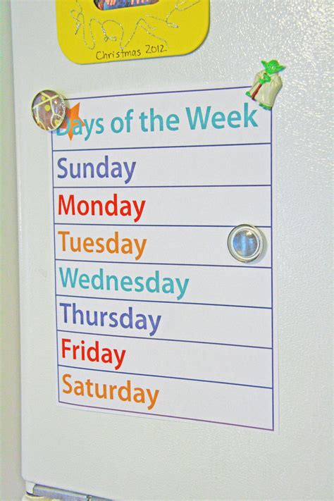 Days Of The Week Chart For Grade R : Printable Days Of The Week Chart ...