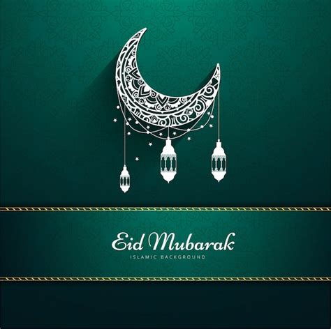 Free Vector Green Design For Eid Mubarak