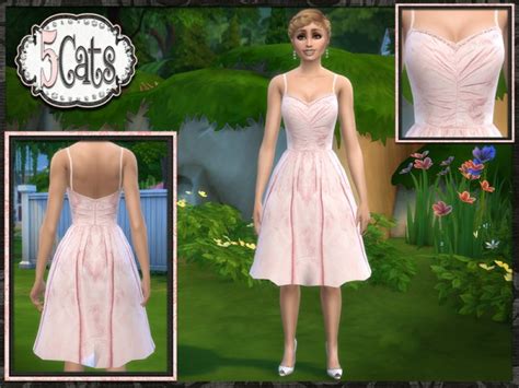 The Sims Resource Bridesmaid Rose Print Short Dress By Five5cats