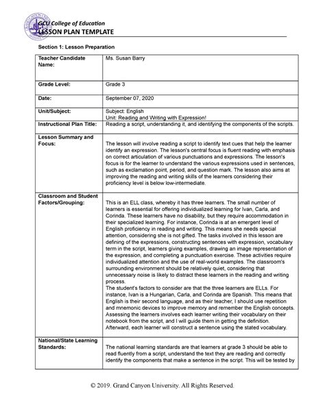 Completed Coe Lesson Plan Lesson Plan Template Section 1 Lesson