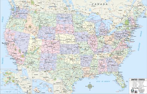 Themapstore Usa Highway Wall Map Blue Ocean