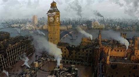 Artwork London Apocalyptic Digital Art England Uk Smoke Ruin