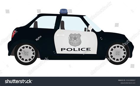 Blue White Police Car Vector Illustration Stock Vector Royalty Free