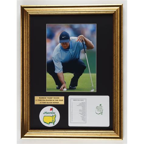 Tiger Woods 15x21 Custom Framed Photo With Original Augusta National
