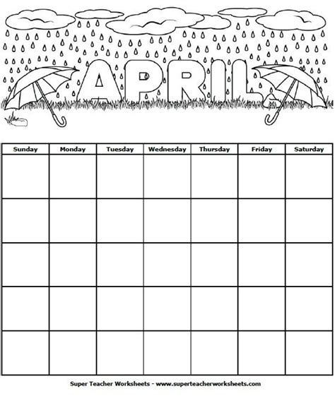 Printable Blank April Calendar Printable Calendar 2023