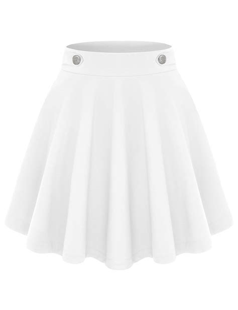Womens Basic Solid Flared Stretchy Plus Size Mini Skirts Plus Size Mini Skirts Womens White