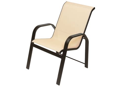 Riverbrook espresso brown padded sling steel outdoor patio chaise lounge chair. Suncoast Maya Sling Cast Aluminum Arm Stackable Dining ...