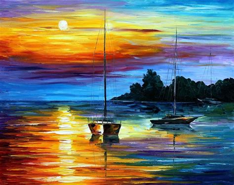 Florida Sunset Palette Knife Oil Painting On Canvas By Leonid Afremov