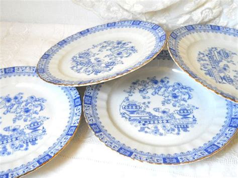 4 Vintage Blue Breakfast Plates Blue Side Plates Blue Plates Etsy