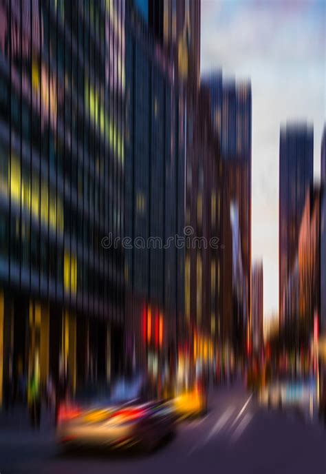 Blurred Streets Of Manhattan At Night Stock Photo Image Of Nightlife