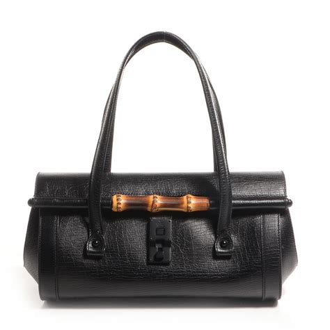 Gucci Leather Bamboo Bullet Tote Bag Black 73388