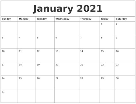These calendar templates including us federal holidays. January 2021 Calendar