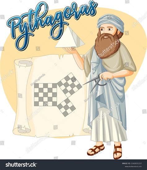 Pythagoras Cartoon Character Isolated Illustration Stock Vector