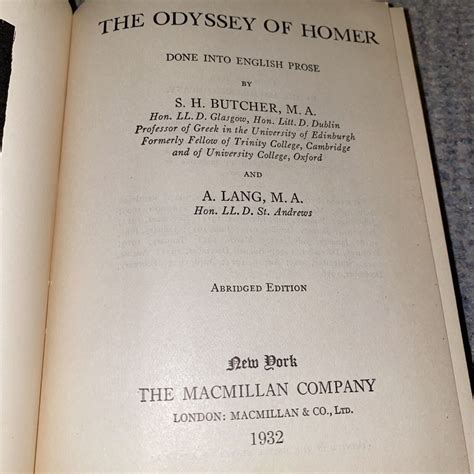 The Odyssey Of Homer Macmillan Pocket Classic 1932 S H Butcher Ebay