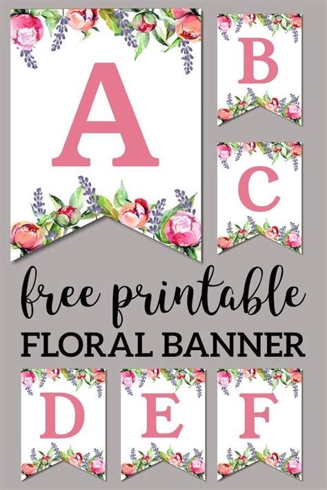 Floral Free Printable Alphabet Letters Banner Birthday Banner Free