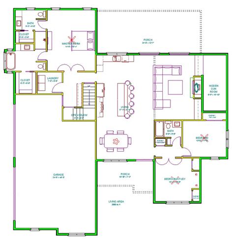 A Floor Plan For A House With Two Rooms And One Living Room In The Middle