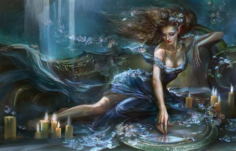 X Fantasy Girl Candles Fantasy Art Blue Dress Artwork
