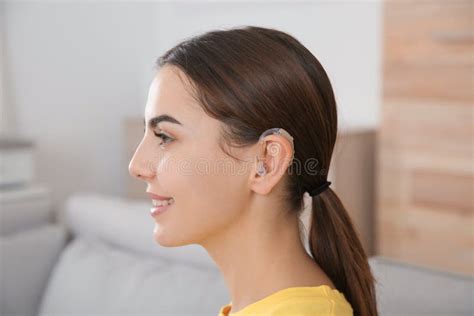 Young Woman With Hearing Aid Stock Image Image Of Home Happy 138747673