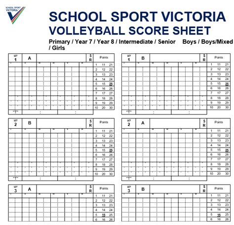Free Printable Volleyball Scoresheet Templates Excel Word Pdf