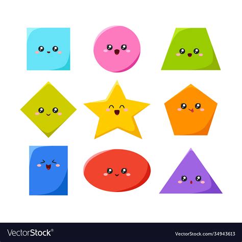 Geometric Funny Shapes Cute Kids Colorful Vector Image