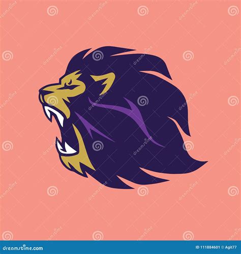 Angry Lion Head Roaring Logo Sign Vector Design Illustration Stock