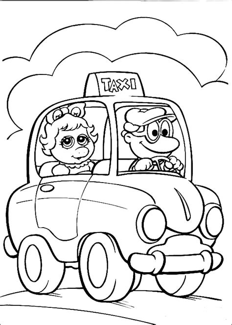 Baby Miss Piggy In A Taxi Coloring Page Colouringpages