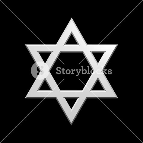 White Judaism Religious Symbol Star Of David Isolated On Black