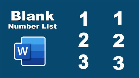 How To Create A Blank Numbered List In Microsoft Word YouTube