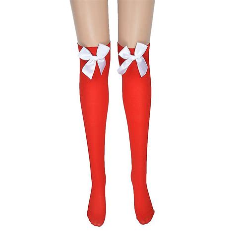 women halloween christmas thigh high stockings striped polka dot for cross skeleton sweet bow