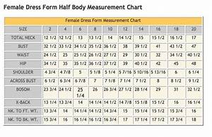 Female Dress Form Measurement Chart Body Measurement Chart Fashion