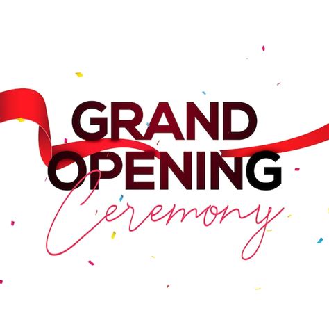 Premium Vector Grand Opening Invitation Banner Golden Ribbon And Red