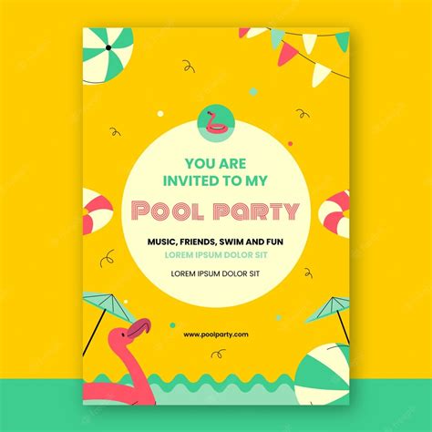 Free Vector Flat Design Pool Party Invitation Template