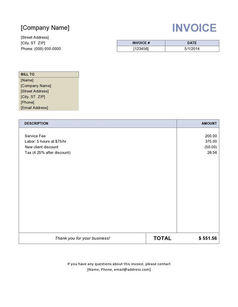 Invoice Template Free Online Or Excel And Word