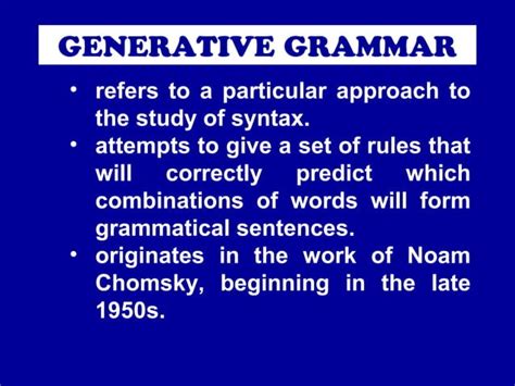 Generative Grammar Ppt