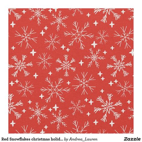 Red Snowflakes Christmas Holiday Fabric Holiday Fabric Christmas