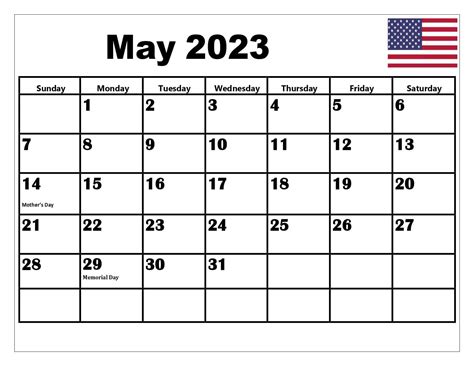 May 2023 Calendar Holidays With Dates