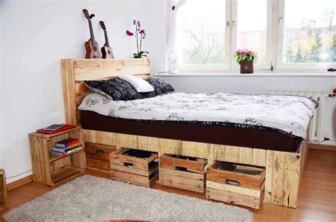 Pallet Wood King Size Bed With Drawers And Storage • 1001 Pallets