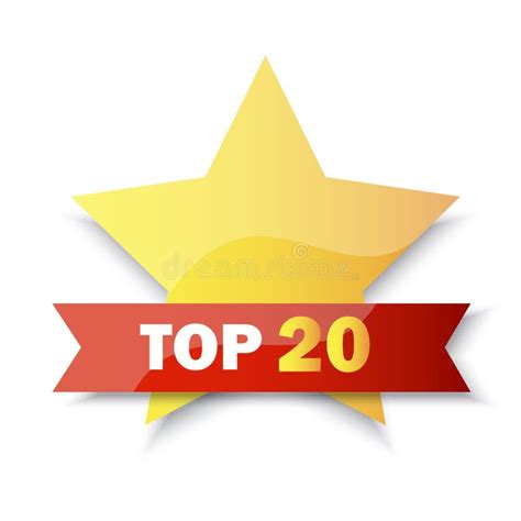 Top 20 Rating Banner Golden Star Gold Award Sale Label Business