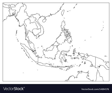 South East Asia Political Map Black Outline On Vector Image Sexiz Pix