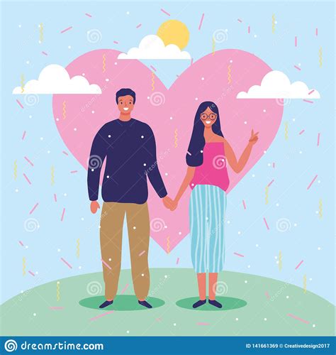 Young Couple In Love Stock Vector Illustration Of Portrait 141661369