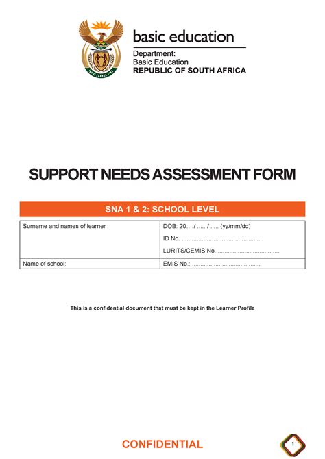 Sna Form Pdf Read Support Needs Assessment Form Sna 1 2 School