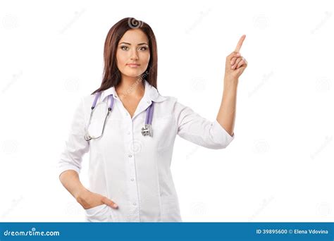 Doctor Makes A Pointing Finger Gesture Stock Photo Image Of Calm