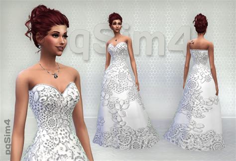 Long Lace Dresses Sims 4 Female Clothes