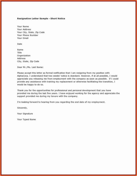 Browse Our Sample Of Straightforward Resignation Letter For Free