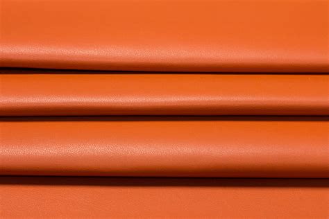 Orange Leather Fabric Orange Genuine Sheep Leather Material Natural