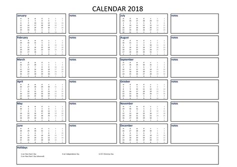 Year Calendar With Notes Calendar Printables Free Templates