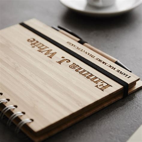 Personalised Etched Wooden Notebook Set For Her By Sophia Victoria Joy