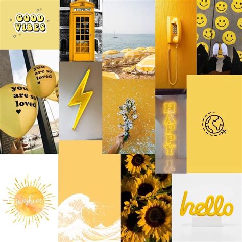 Yellow Photo Wall Collage Kit Set Of 45 Digital Download Etsy In 2020