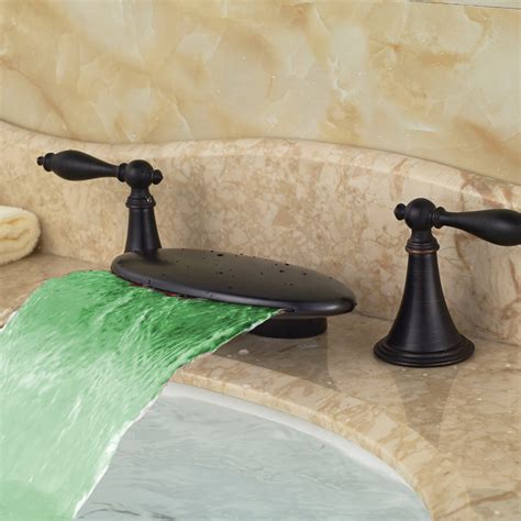 Eyekepper rubbed bronze waterfall bathroom sink faucet. Pringle Deck Mounted Dual Handle Oil Rubbed Bronze ...