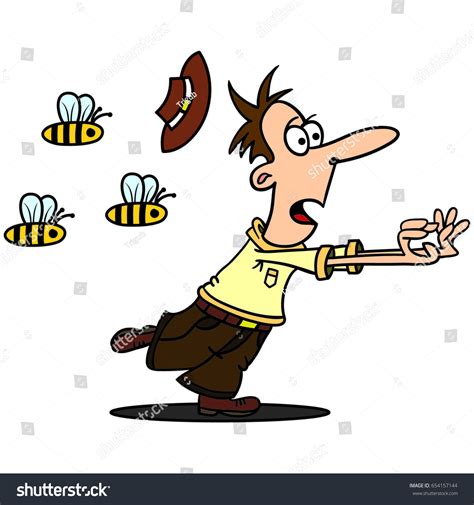 Man Runs Away Bees Stock Vector Royalty Free 654157144 Shutterstock